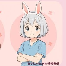 今回3Dモデルにする、うさ耳と銀髪、水色のスクラブが特徴のオリジナルキャラクター